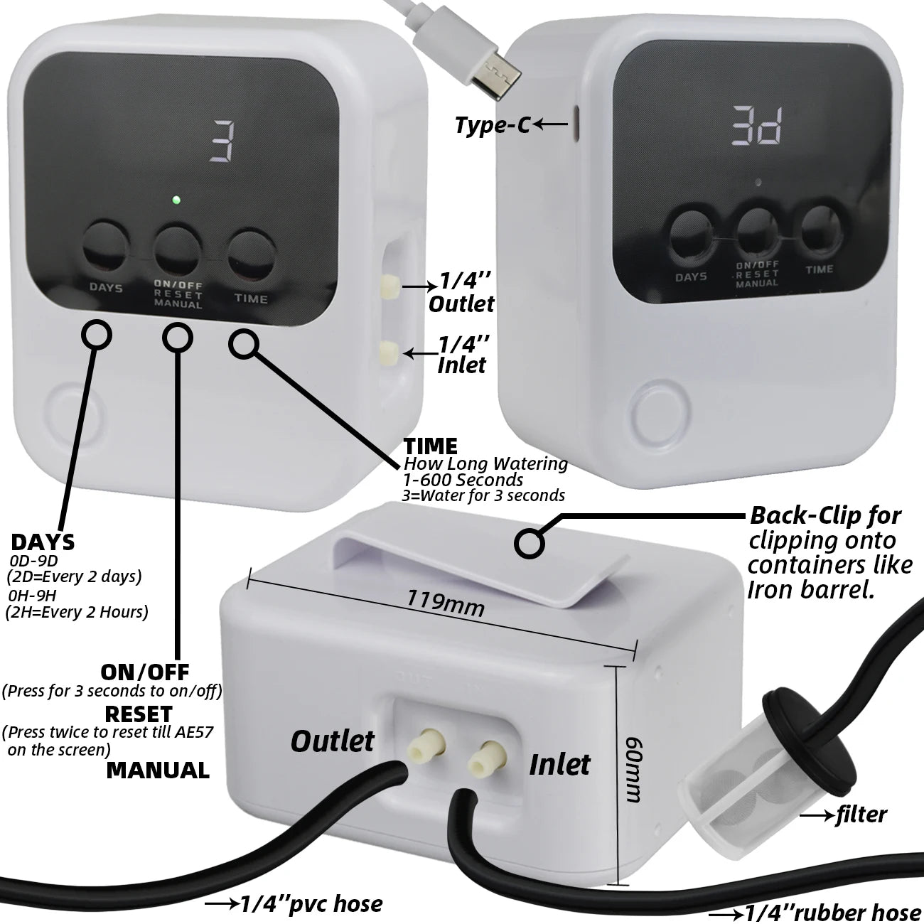Garden Solar Powered Timer Drip Irrigation Kit DIY Automatic Watering System Drippers Nozzles for Balcony Potted Plants Flowers