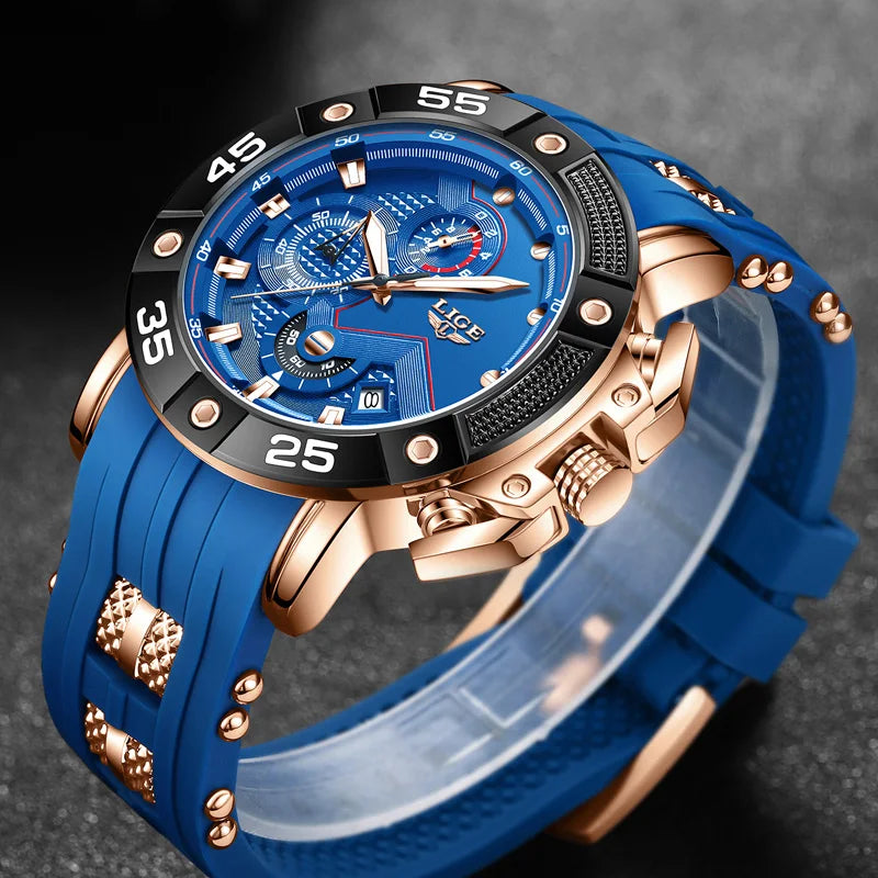 Man Watch LIGE Top Brand Luxury Sports Watches for Men Luminous Chronograph Quartz Wristwatch Big Dial Male Clock Gifts for Men