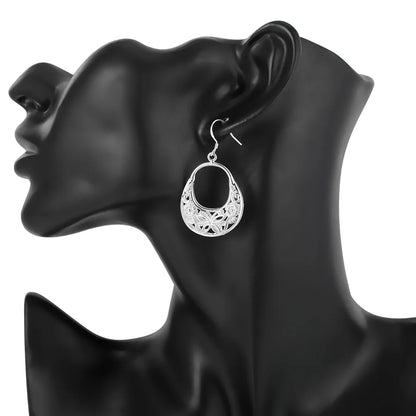 925 Sterling Silver Carved Butterfly Flower Earrings Women Fashion Jewelry Gift Ideas Wedding Beautiful Earrings