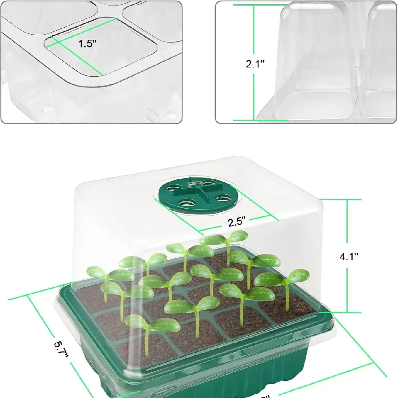 Full-Featured Seedling System, Moisturizing and Insect-Proof Transparent Cover, Layered Drainage Tray, Home Gardening Nursery Greenhouse Kit