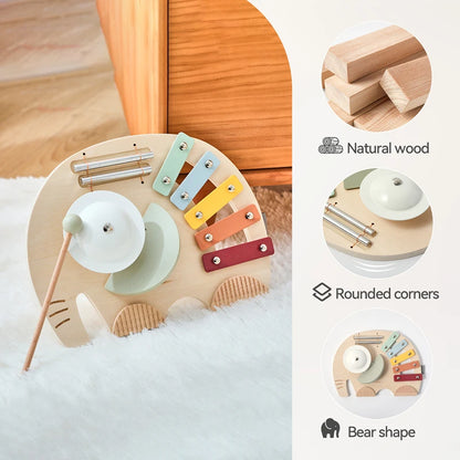 Montessori Baby Music Toys Wooden Kid Instrument Educational Toys 0-3 Years Newborn Music Elephant Xylophone Toy Children Gift