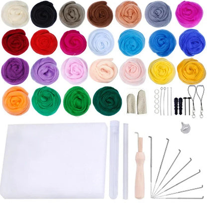 40/25/10 Colors Set Needle Felting Kit Wool Roving Needle Felting Starter Kit Wool Felt Tools with Felting Tool