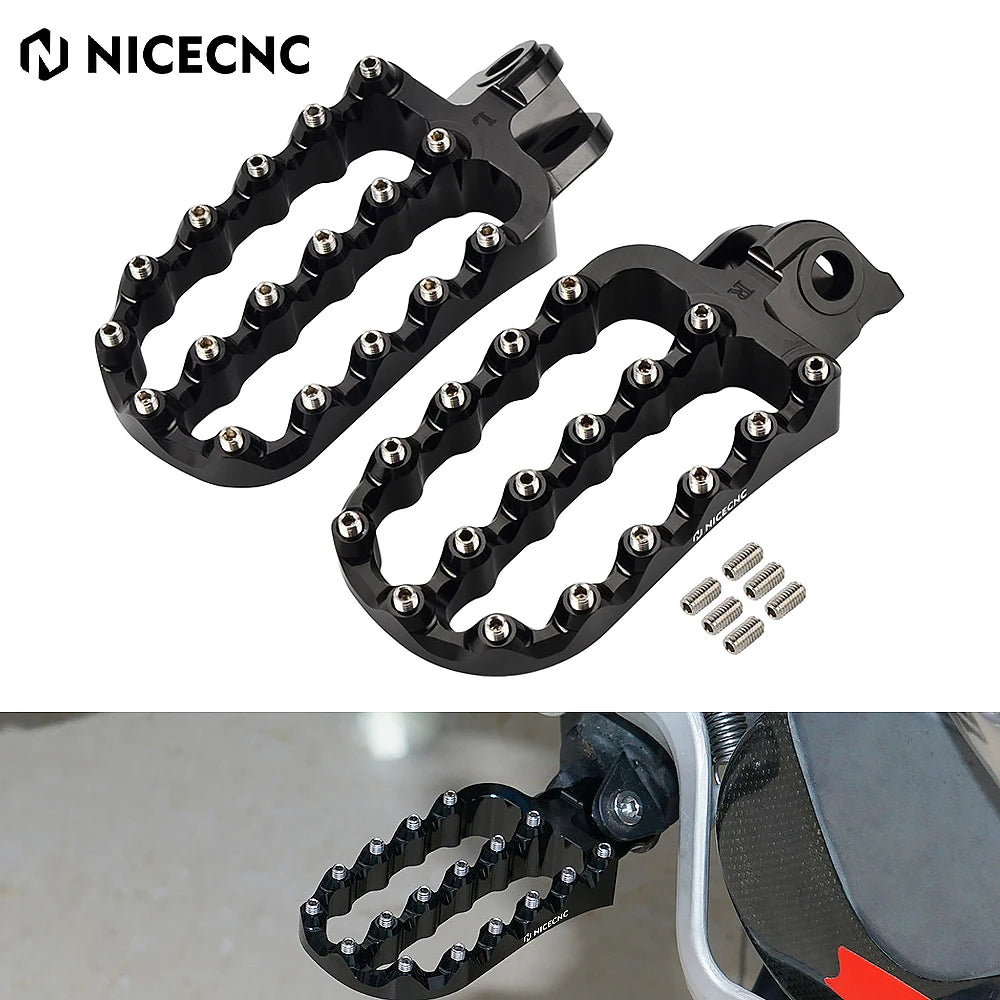 NICECNC Motorcycle Footpegs Set with Bolts Aluminum Stainless Steel for KTM 690 Enduro/R 2008-2023 4.21" x 2.44"