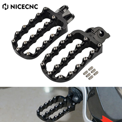 NICECNC Motorcycle Footpegs Set with Bolts Aluminum Stainless Steel for KTM 690 Enduro/R 2008-2023 4.21" x 2.44"
