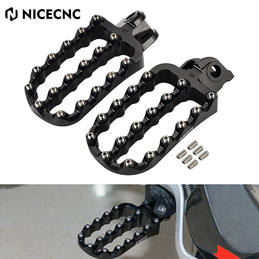 NICECNC Motorcycle Footpegs Set with Bolts Aluminum Stainless Steel for KTM 690 Enduro/R 2008-2023 4.21" x 2.44"