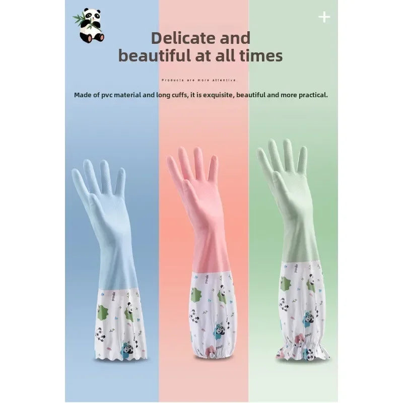 Women's Kitchen Gloves - Durable, Extended Waterproof Rubber Gloves for Dishwashing, Cleaning, Laundry & Household Chores - Comf