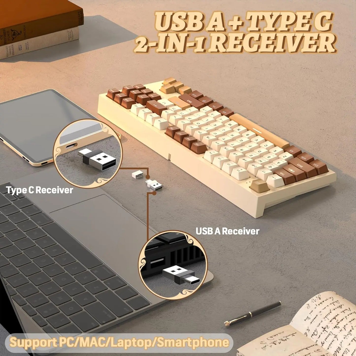 M88 Wireless Mechanical Keyboard,87 Keys QWERTY Layout TKL Hot Swappable Keyboard, Bluetooth/2.4Ghz Dual Mode 2-in-1 Receiver