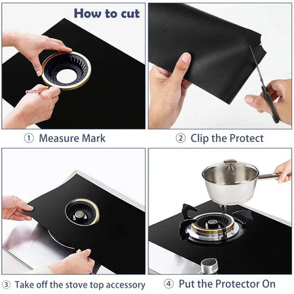 8Pcs Stove Covers With Cleaning Brushes&Stove Gap Strips Washable Reusable Gas Stove Protector Resistant Gas Stove Burner Liner