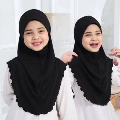 H120 Teenage girls plain hijab hats muslim scarf islamic headscarf hat amira pull on headwrap beautiful 10 years girl scarf