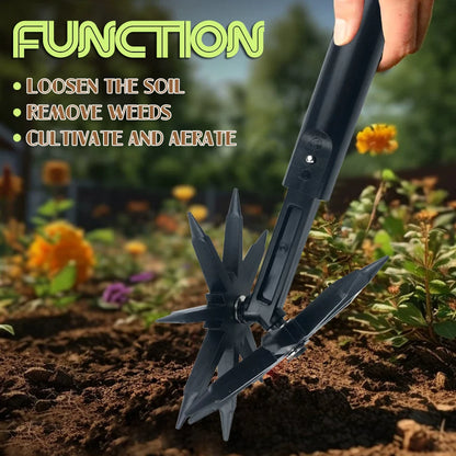 Garden Tiller Rotary Cultivator Tool Gardening Tool Weeding Digging Grass Turning Tool Handheld Grass Loosening Tool