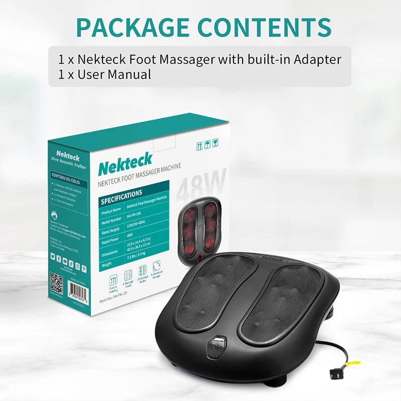 Nekteck Electric Foot Massager Heating Therapy Hot Compress Shiatsu Kneading Roller Muscle Relax Pain Relief Foot Spa Machine