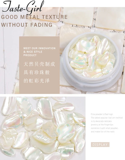 1 Pot Nails Abalone Shell Fragments Texture Natural Sea Shell 3d Charm Nail Art Decoration Slice DIY Beauty Salon Tools new