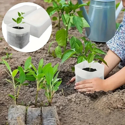 Seedling Bags 100 Pack Degradable Non-Woven Nursery Bags Fabric Seedling Grow Bags Plant Pouch For Garden Agricultural Supply