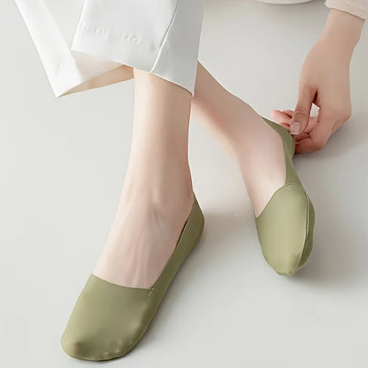 9Pairs Women's Socks Cotton Breathable Summer Ultra-thin No Show Ice Silk Sock Silicone Non-slip Bottom Absorb Sweat Boat Sock