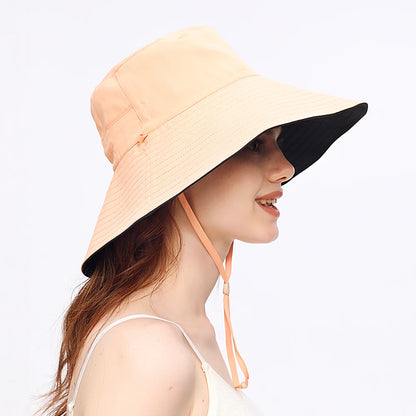 OhSunny Fisherman Hats for Women,Womne's Bucket Sunhat Double-Sided Wearing,UPF50+ Large Brim Hiking Hats with Ponytail Hole
