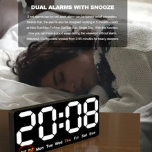 Load image into Gallery viewer, Large Colorful LED Digital Alarm Clock With DateTemperature 2 Alarms Large Display Day Clock Battery Backup 12/24H Wall Clock
