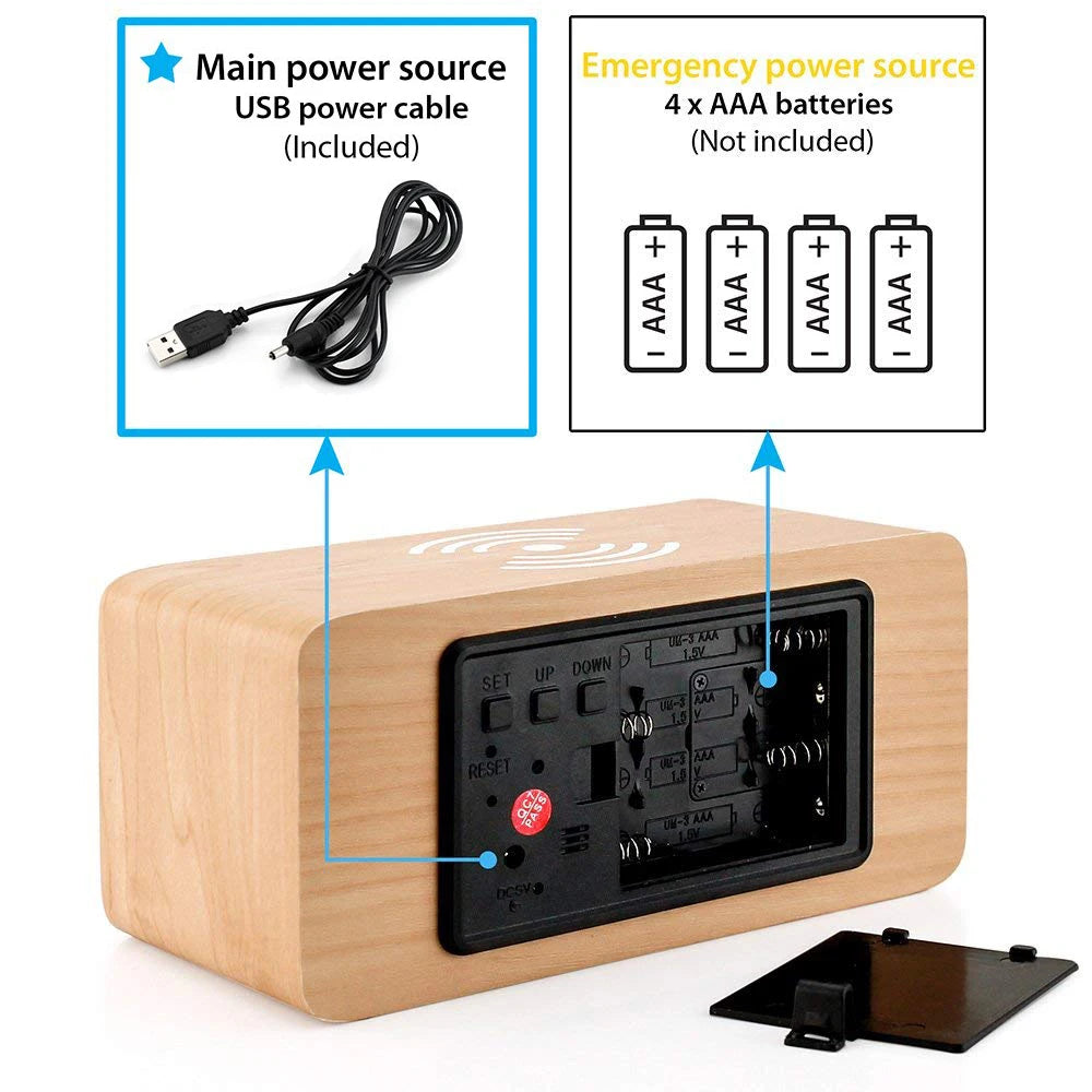 Multifunctional LED Digital Alarm Clock Desktop Charging Clock 12/24H Display Unique Home Decoration Bedroom Living Room Office