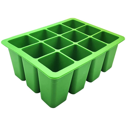 12 Holes Silicone Seedling Starter Trays Breathable Flower Plant Seed Grows Box Reusable Gardening Sowing Tray for Plants Indoor
