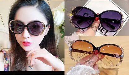 New Fashion Brand Sunglasses 2025 Women Luxury Design Sun Glasses Bling Rhinestone Gradient Lens  Eyeglasses for Female UV400