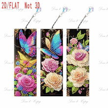 Load image into Gallery viewer, Three-piece diamond painting bookmark set, DIY creative colorful floral and butterfly design, with diamond book bookmarks
