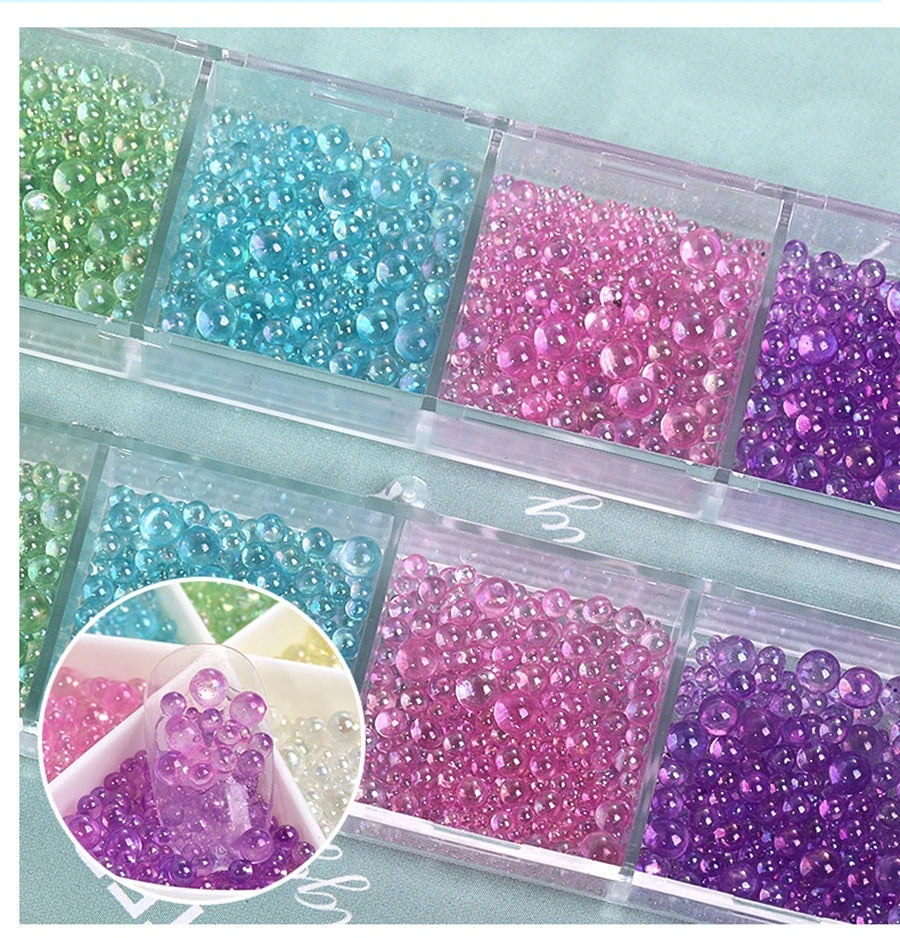 Nails Art Bubble Rhinestones Purple Yellow Pink Accessories Acrylic 3d Epoxy Resin Parts 1 Box Material Charms Wholesale