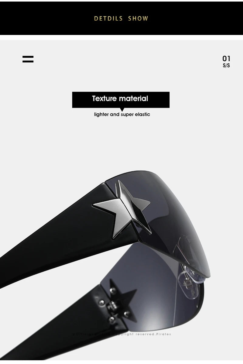 Fashion Sunglasses for Women Men Trendy Shield Wrap Around Sunglasses Oversized Fashion Frameless Sun Glasses