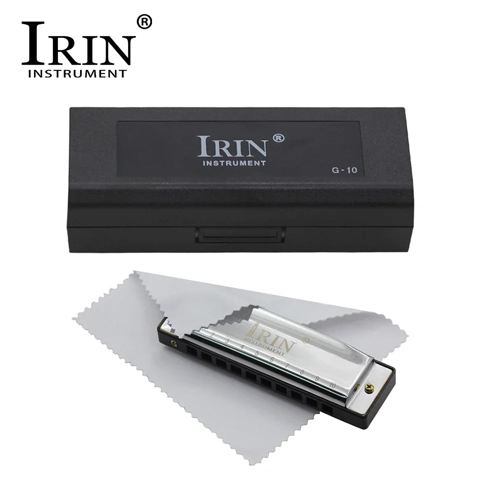IRIN 10 Holes G Key 20 Tone Harmonica Colorful Blues Harmonica Woodwind Instrument Suitable for Beginners Teaching Playing Gift