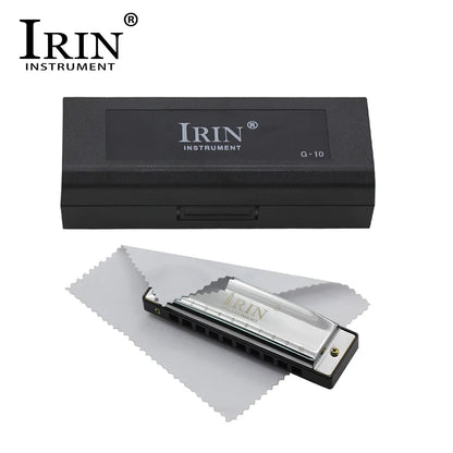 IRIN 10 Holes G Key 20 Tone Harmonica Colorful Blues Harmonica Woodwind Instrument Suitable for Beginners Teaching Playing Gift