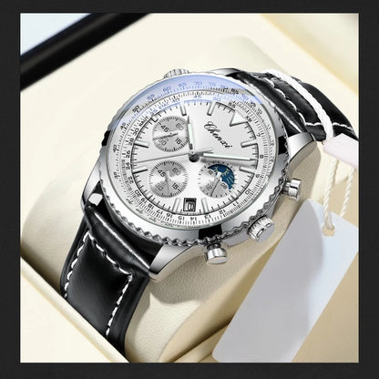 Business Watches for Men Genuine Leather Wristwatch Luxury Top Brand Men's Watches Waterproof Chronograph Sport Watches 520