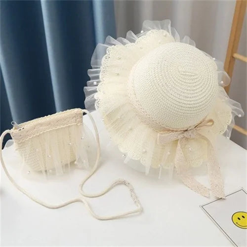 Children Sunscreen Sun Hat Kids Girls Summer Fashion Straw Hat And Bag For Girls Cool Hat Girl Cute Breathable Baby Accessories