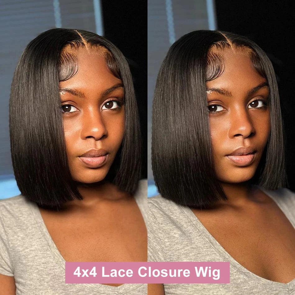 Short Bob Bone Straight 13x4 Lace Frontal Human Hair Wigs 180 Density Pre Plucked 5x5 T Part Lace Closure Human Hair Wig On Sale