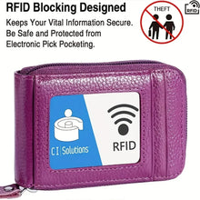 Load image into Gallery viewer, RFID Blocking Multi Card Slots Card Holder, Portable Mini Card Wallet, Mini Zipper Around Coin Purse With Clear Window
