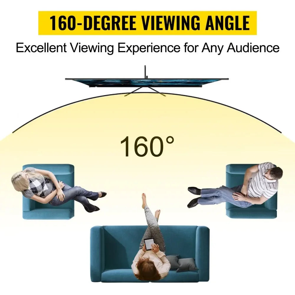 VEVOR  16:9 4K HD Adjustable Tripod Projector Screen Stand 60/70/80 90/100/110Inch Home Cinema for Indoor&Outdoor Projection