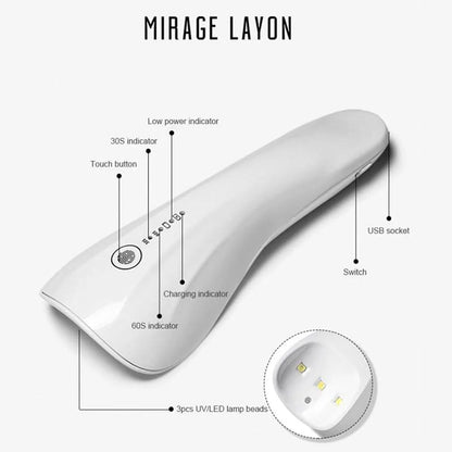 Nails Drying Lamp  Handheld UV LED Lamp For With Battery Timing Rechargeable Mini Manicure Nail Dryer For Gel Polish Manicure