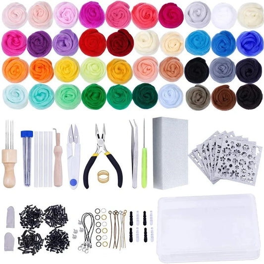 40/25/10 Colors Set Needle Felting Kit Wool Roving Needle Felting Starter Kit Wool Felt Tools with Felting Tool
