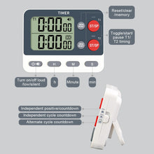 Load image into Gallery viewer, Dual Digital Timer Multifunctional Count UP/Down Timer with Memory Function Cooking Timer Portable for Kitchen Cooking
