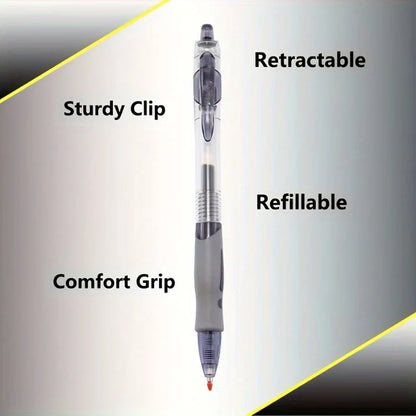 12PCS Retractable Gel Ink Roller Ball Pens - Smooth Writing, Quick-Drying, Water-Resistant, Exam-Specific for School, Office Use