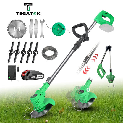 Cordless Electric Weed Eatwith a Charger, Height Adjustable Brush Cutter, Rechargeable Weeder for Home Weeding, Mowing