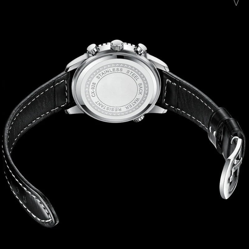 Business Watches for Men Genuine Leather Wristwatch Luxury Top Brand Men's Watches Waterproof Chronograph Sport Watches 520