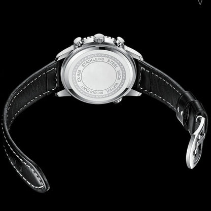 Business Watches for Men Genuine Leather Wristwatch Luxury Top Brand Men's Watches Waterproof Chronograph Sport Watches 520