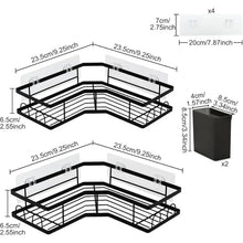 Load image into Gallery viewer, QYQRQF Adhesive Corner Shower Caddy No Drilling Stainless Steel Storage Rack with Hooks for Bathroom Rustproof Space Saving
