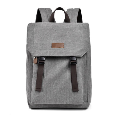 Mens Canvas Backpack Retro Style Large Capacity Bag with Buckle Straps