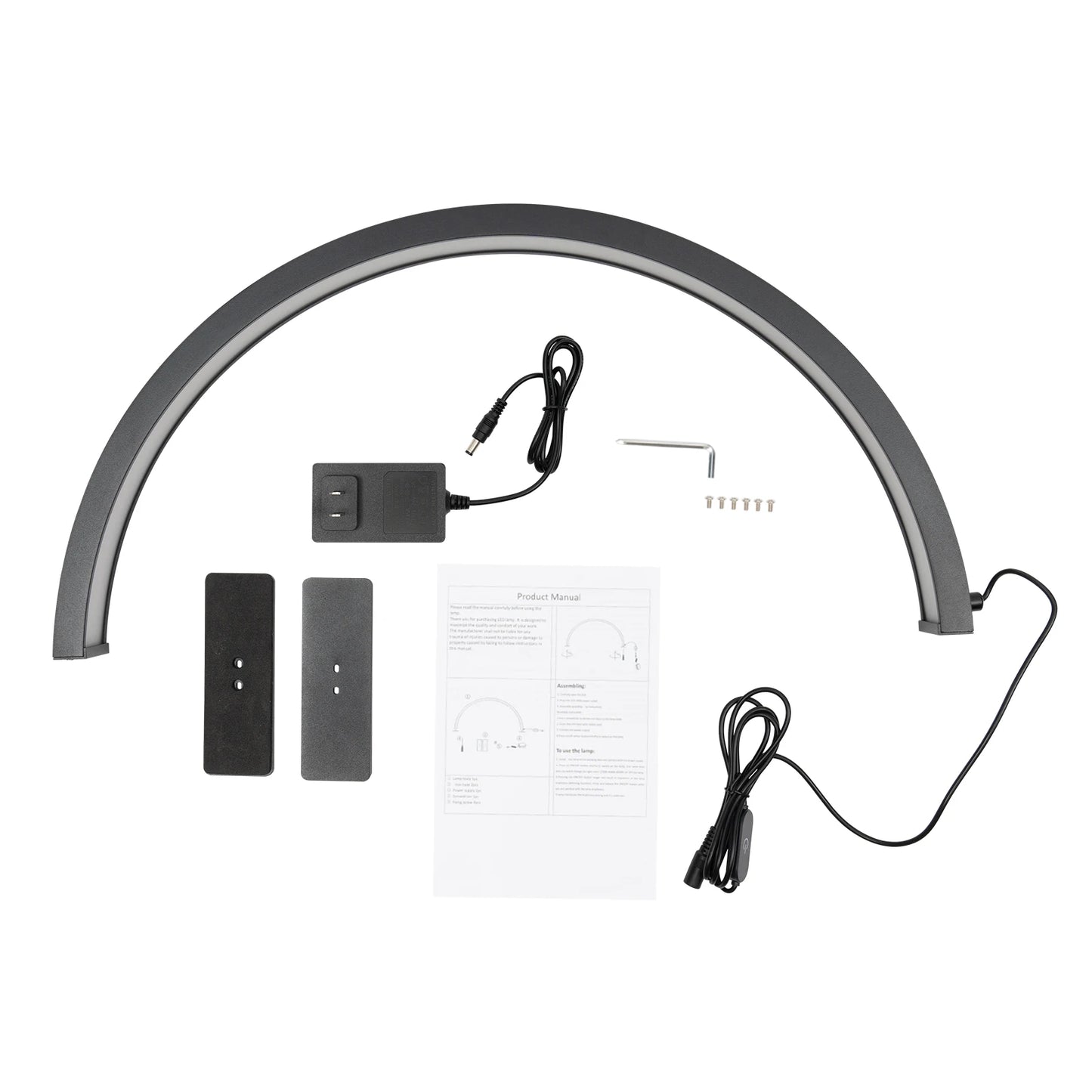 LED Half Moon Light Adjust Brightness 3000K‑6000 Half Moon Desk Lamp for Nail Art, Facial Spa, Skincare, Lash Extensions