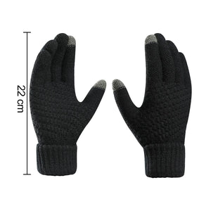 Women Men Warm Winter Touch Screen Gloves Stretch Classical Knit Mittens Wool Full Finger Outdoor Cycling Driving Glove