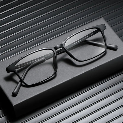 YOOSKE Blue Light Blocking Reading Glasses Men Women Ultralight TR90 Titanium Alloy Optical Frame Eyeglasses Square Eyewear