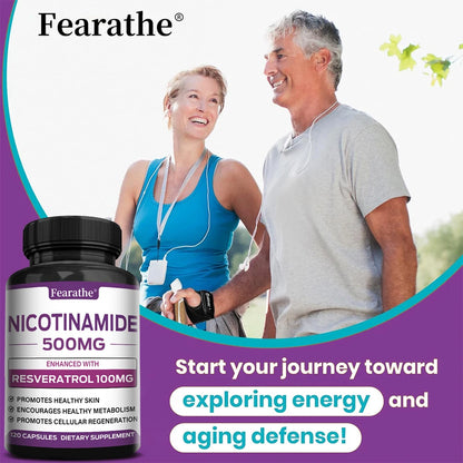 Fearathe Niacinamide Capsules 500MG, Promote Cell Health and Repair, Metabolism, Skin Health, Vegan Capsules, Non-GMO