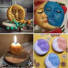 Load image into Gallery viewer, Sun &amp; Moon Silicone Soap Molds 4 Cavity Crescent Moon Face Mould for Homemade Lotion Bar Bath Bombs Polymer Clay Wax Candle Make
