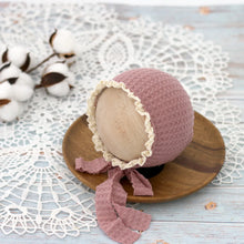 Load image into Gallery viewer, Baby Photo Cute Hat Newborn Photography Props Baby Costume Waffle Lace Tie Single Hat Fotografia Acessorios Girls Photo Props
