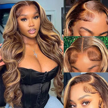 Load image into Gallery viewer, 30 Inch 4/27 Highlight Wig Human Hair Body Wave 13x6 Hd Lace Frontal Wig Brazilian Remy Colored  Transparent Lace 13x4 For Women
