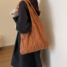 Load image into Gallery viewer, Wool Knitted Shoulder Shopping Bag for Women Vintage Cotton Cloth Girls Tote Shopper Bag Large Female Handbag Crochet Bag
